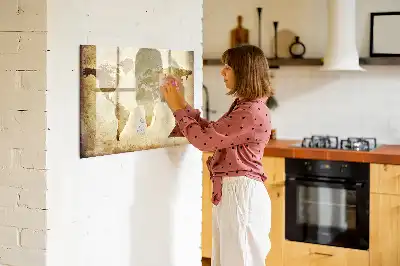Beschreibbare Magnettafel mit Motiv Alte Weltkarte