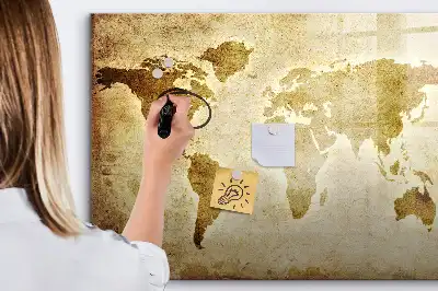 Beschreibbare Magnettafel mit Motiv Alte Weltkarte