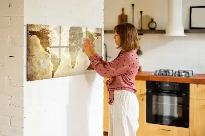 Beschreibbare Magnettafel mit Motiv Alte Weltkarte
