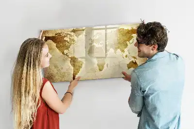 Beschreibbare Magnettafel mit Motiv Alte Weltkarte