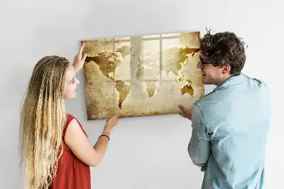 Beschreibbare Magnettafel mit Motiv Alte Weltkarte