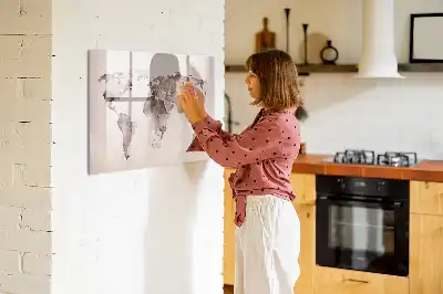 Beschreibbare Magnettafel mit Aquarell Weltkarte Motiv