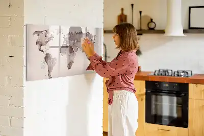 Beschreibbare Magnettafel mit Aquarell Weltkarte Motiv
