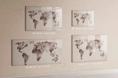 Beschreibbare Magnettafel mit Aquarell Weltkarte Motiv