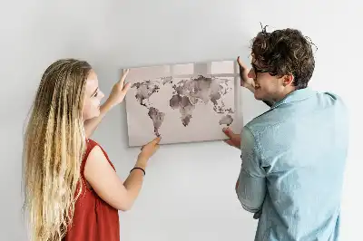 Beschreibbare Magnettafel mit Aquarell Weltkarte Motiv