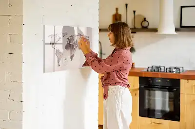 Beschreibbare Magnettafel mit Aquarell Weltkarte Motiv