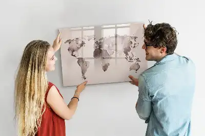 Beschreibbare Magnettafel mit Aquarell Weltkarte Motiv