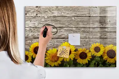 Schreib-Magnettafel mit Sonnenblumen-Motiv