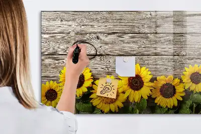 Schreib-Magnettafel mit Sonnenblumen-Motiv