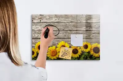Schreib-Magnettafel mit Sonnenblumen-Motiv