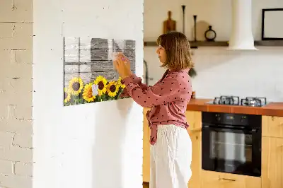 Schreib-Magnettafel mit Sonnenblumen-Motiv