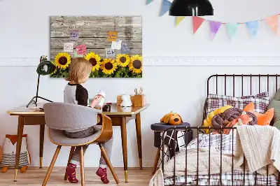 Schreib-Magnettafel mit Sonnenblumen-Motiv