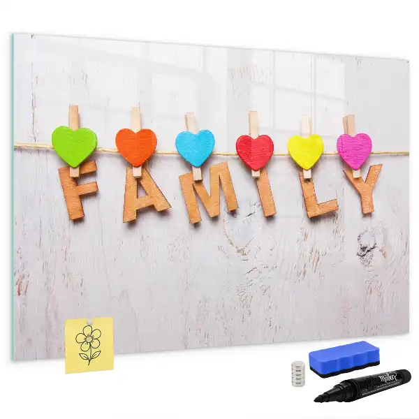 Beschreibbare Magnettafel mit Motiv Text Familie