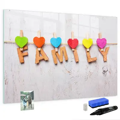 Beschreibbare Magnettafel mit Motiv Text Familie