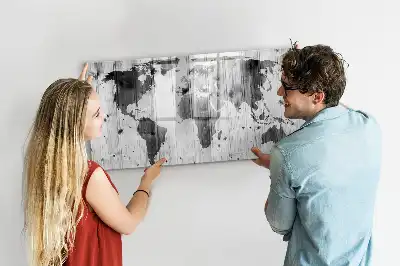 Schreib-Magnettafel Weltkarte aus Holz