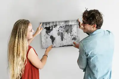 Schreib-Magnettafel Weltkarte aus Holz
