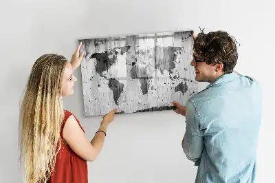 Schreib-Magnettafel Weltkarte aus Holz