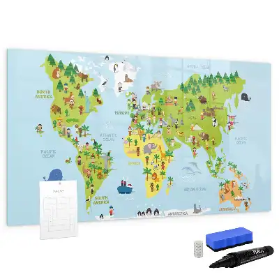 Kulturelle Weltkarte als beschreibbare Magnettafel