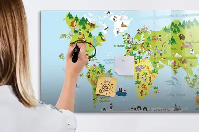 Kulturelle Weltkarte als beschreibbare Magnettafel