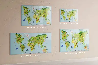 Kulturelle Weltkarte als beschreibbare Magnettafel