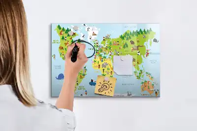 Kulturelle Weltkarte als beschreibbare Magnettafel