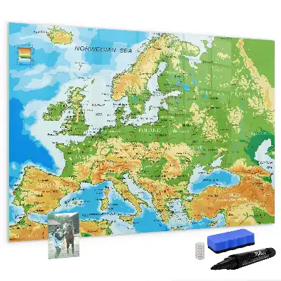 Geografische Weltkarte als beschreibbare Magnettafel