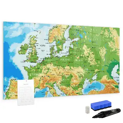 Geografische Weltkarte als beschreibbare Magnettafel