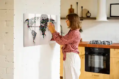 Schreib-Magnettafel mit Motiv einer abstrakten Weltkarte