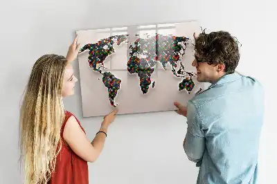 Schreib-Magnettafel mit Motiv einer abstrakten Weltkarte
