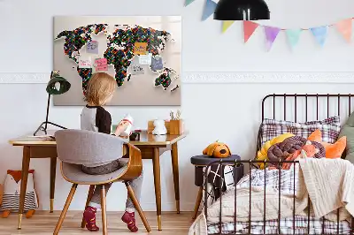 Schreib-Magnettafel mit Motiv einer abstrakten Weltkarte