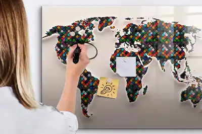 Schreib-Magnettafel mit Motiv einer abstrakten Weltkarte