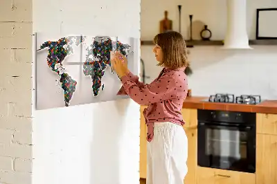 Schreib-Magnettafel mit Motiv einer abstrakten Weltkarte
