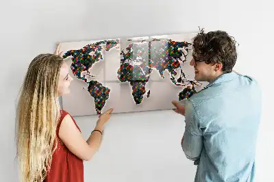 Schreib-Magnettafel mit Motiv einer abstrakten Weltkarte