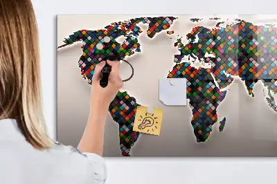 Schreib-Magnettafel mit Motiv einer abstrakten Weltkarte