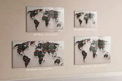 Schreib-Magnettafel mit Motiv einer abstrakten Weltkarte