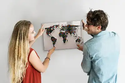 Schreib-Magnettafel mit Motiv einer abstrakten Weltkarte