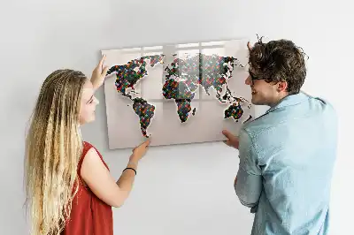 Schreib-Magnettafel mit Motiv einer abstrakten Weltkarte