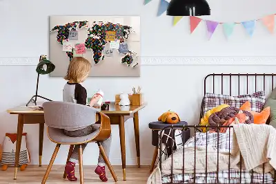 Schreib-Magnettafel mit Motiv einer abstrakten Weltkarte