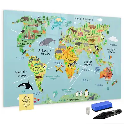Beschreibbare Magnettafel mit Tier-Weltkarte