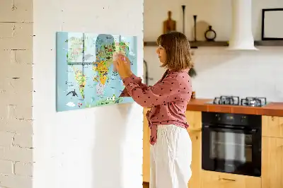 Beschreibbare Magnettafel mit Tier-Weltkarte
