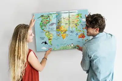 Beschreibbare Magnettafel mit Tier-Weltkarte