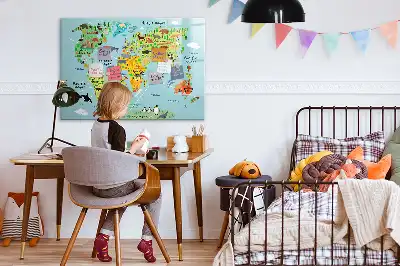 Beschreibbare Magnettafel mit Tier-Weltkarte