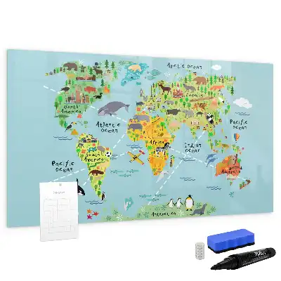 Beschreibbare Magnettafel mit Tier-Weltkarte