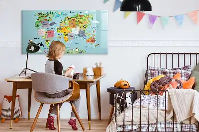 Beschreibbare Magnettafel mit Tier-Weltkarte