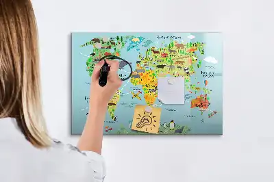Beschreibbare Magnettafel mit Tier-Weltkarte