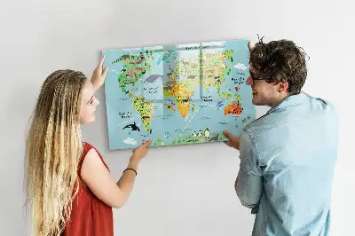 Beschreibbare Magnettafel mit Tier-Weltkarte