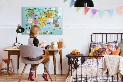 Beschreibbare Magnettafel mit Tier-Weltkarte