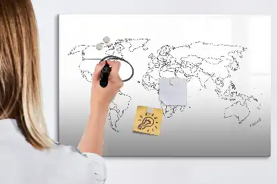 Schreibbare Magnettafel mit Motiv Weltkarte