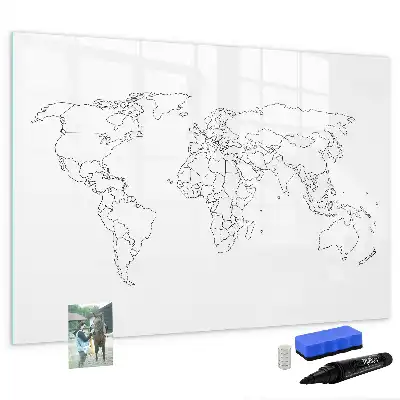 Schreibbare Magnettafel mit Motiv Weltkarte
