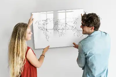 Schreibbare Magnettafel mit Motiv Weltkarte